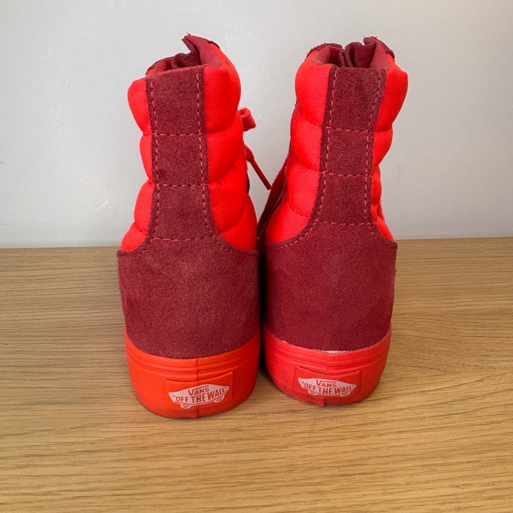 Vans Sk8-Hi Wedge Red Burgundy Suede Canvas High Top Sneakers Womens 6.5 - Picture 4 of 7